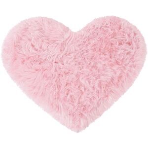 Heart Shaped Faux Fur Throw Rug Bedroom Fluffy Floor Mat Light Pink 2.3ftx3ft